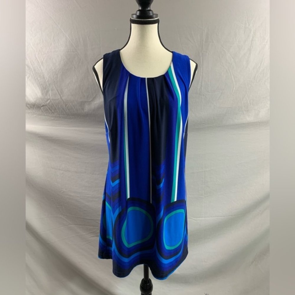 Blue Sleeveless Retro Tunic Dress
